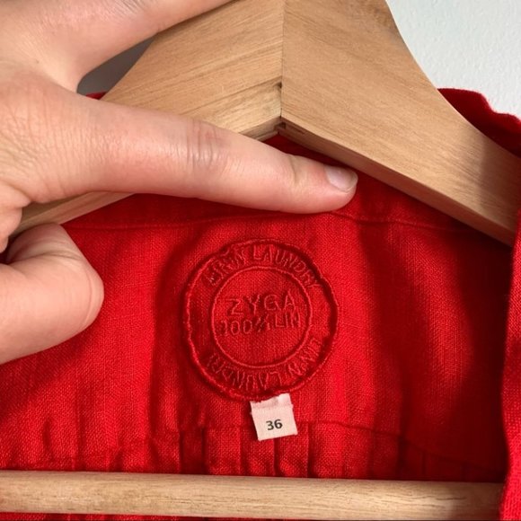 Red Button-Up Women's Dress - Picture 5 of 13